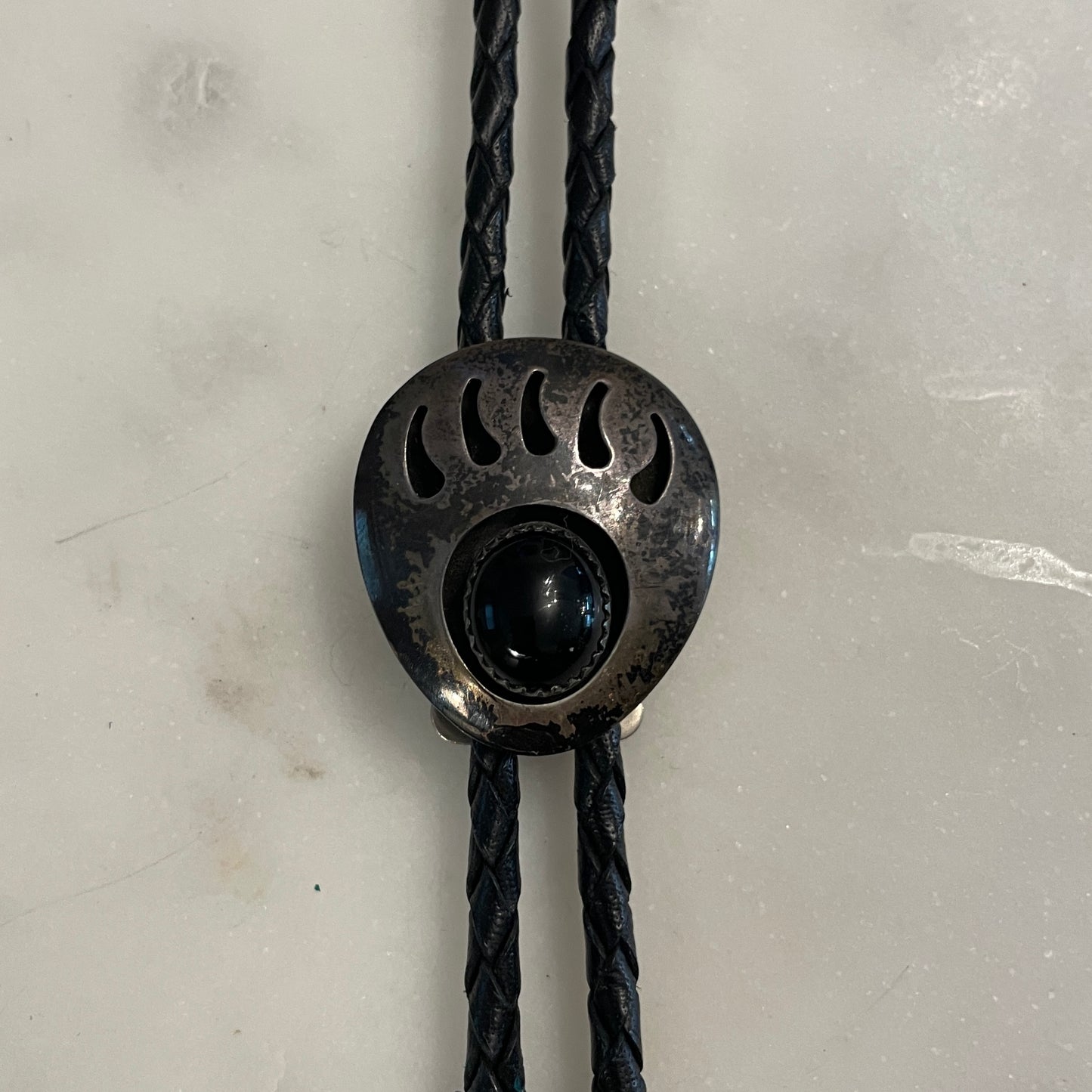 Onyx Bear Claw Sterling Bolo