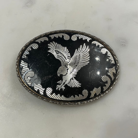 Black & Silver Tone Eagle Buckle