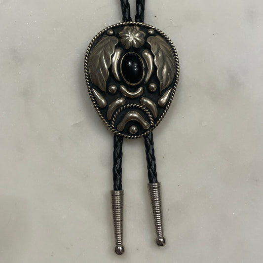 Faux Onyx Alpaca Metal Bolo