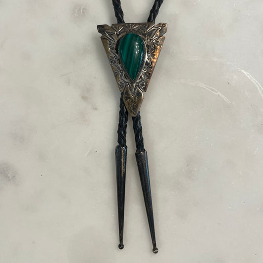 Malachite Sterling Triangle Bolo