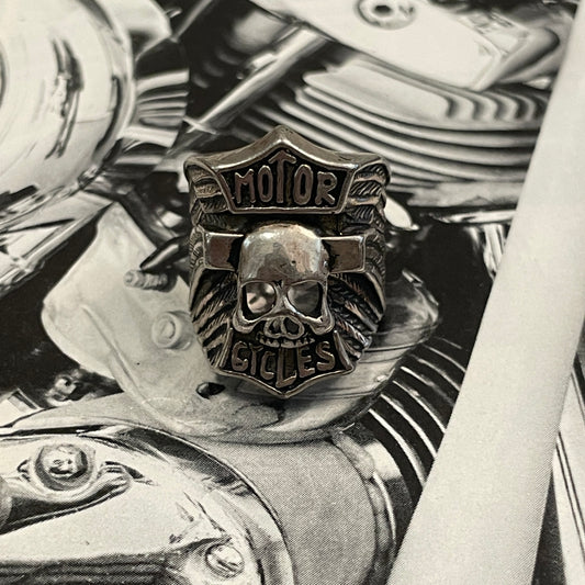 G&S Motorcycles Skull + Wings Ring [Size 8]