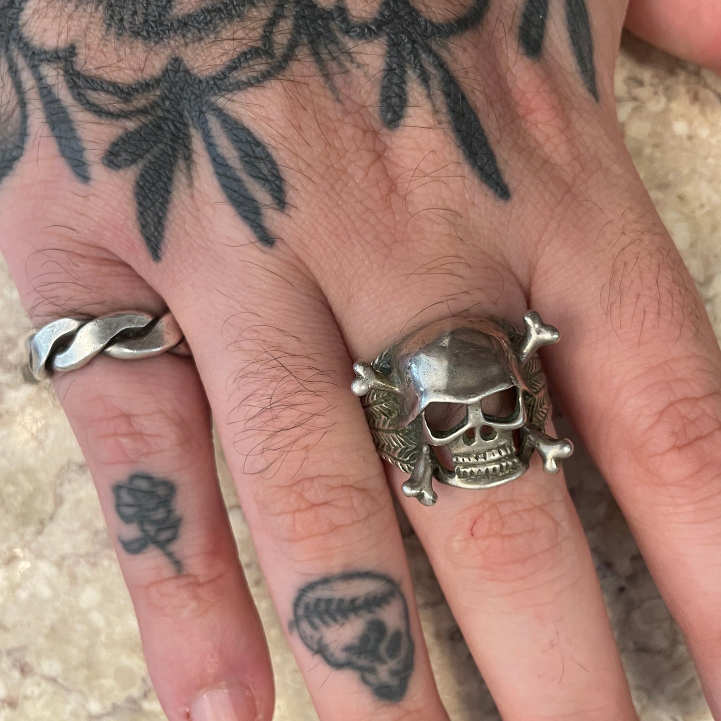 Sterling Skull + Crossbones Ring [Size 11.75]