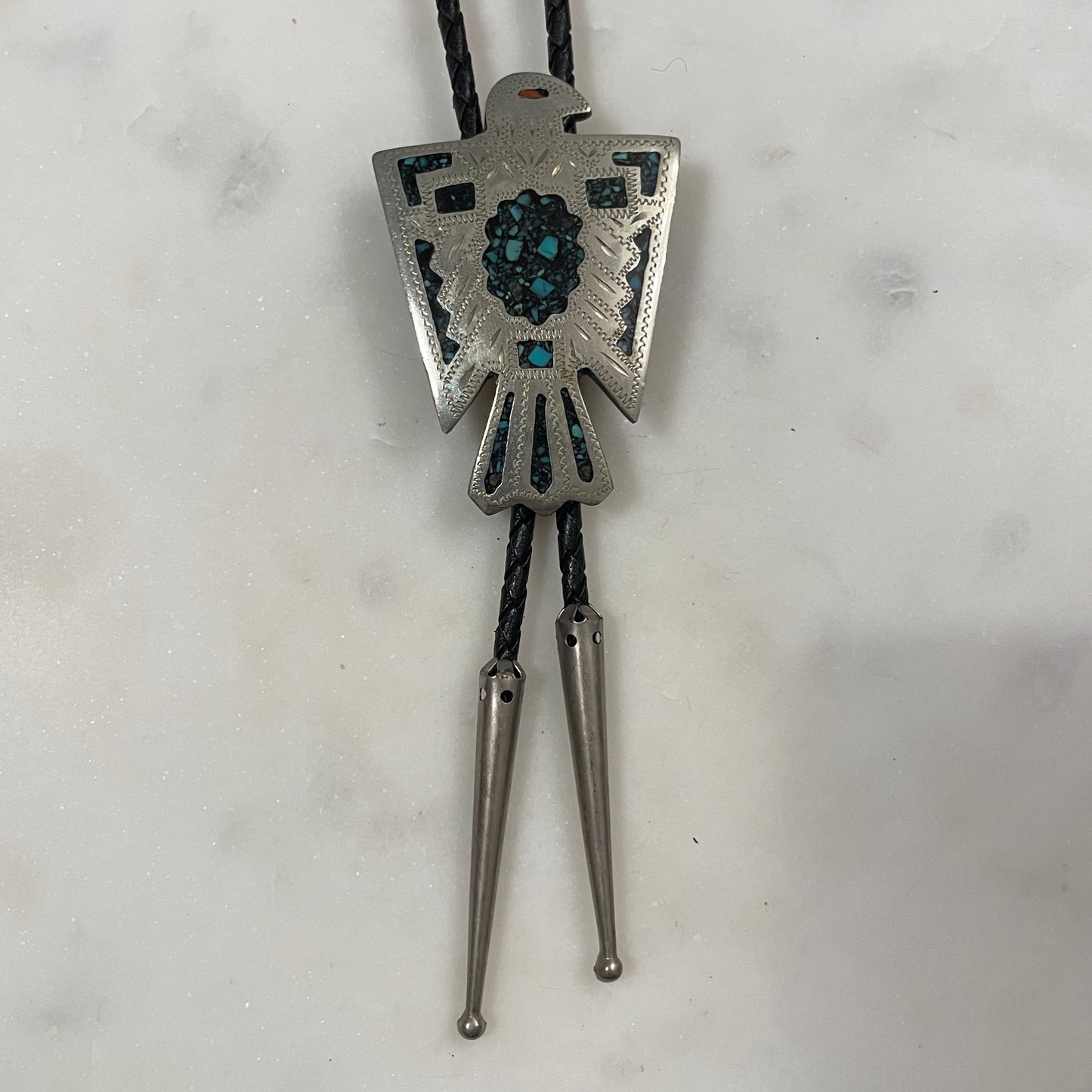 Turquoise Chip Thunderbird Bolo [c. 1980s]