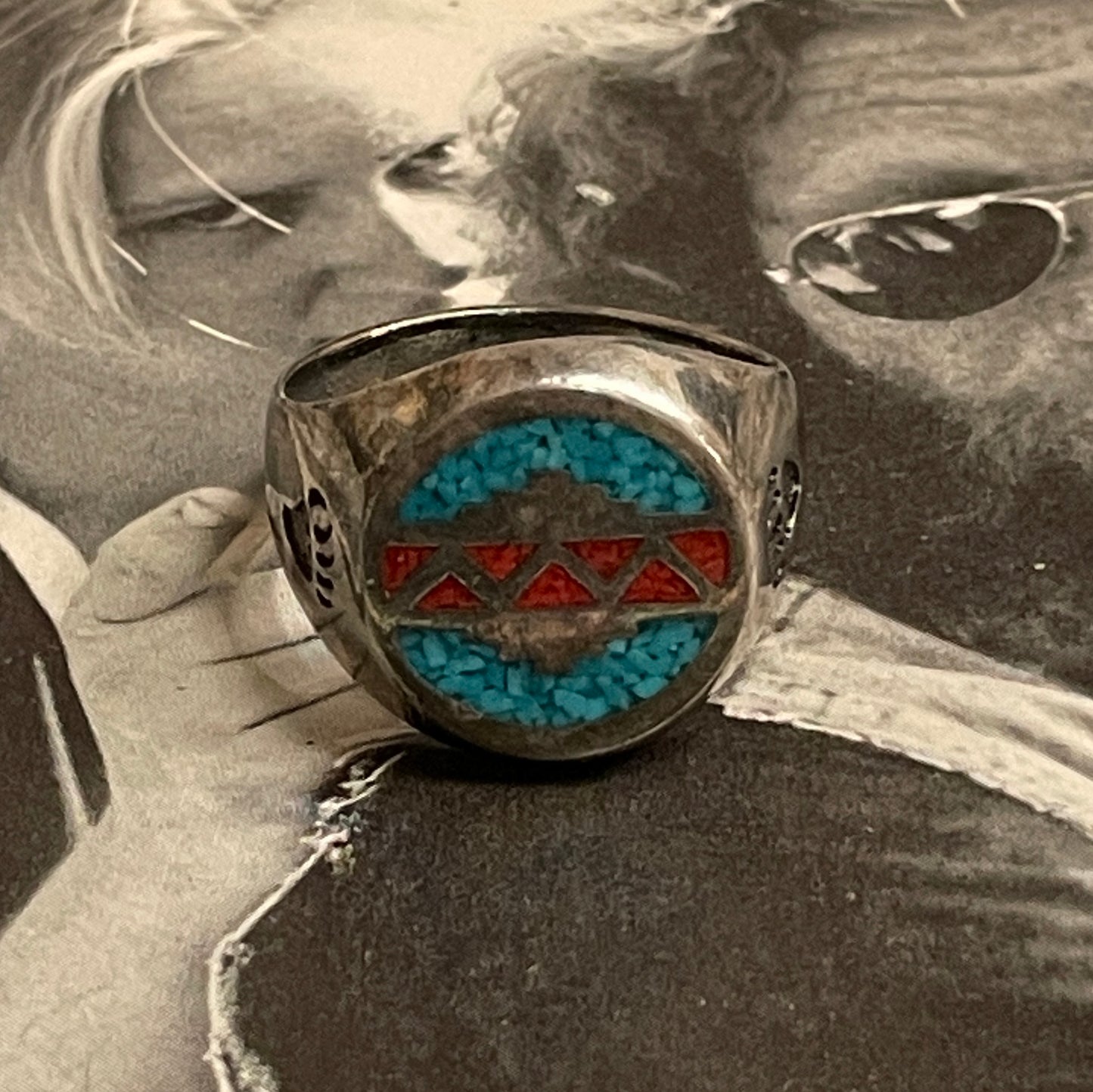 G&S Crushed Turquoise & Coral Ring [Multiple Sizes]