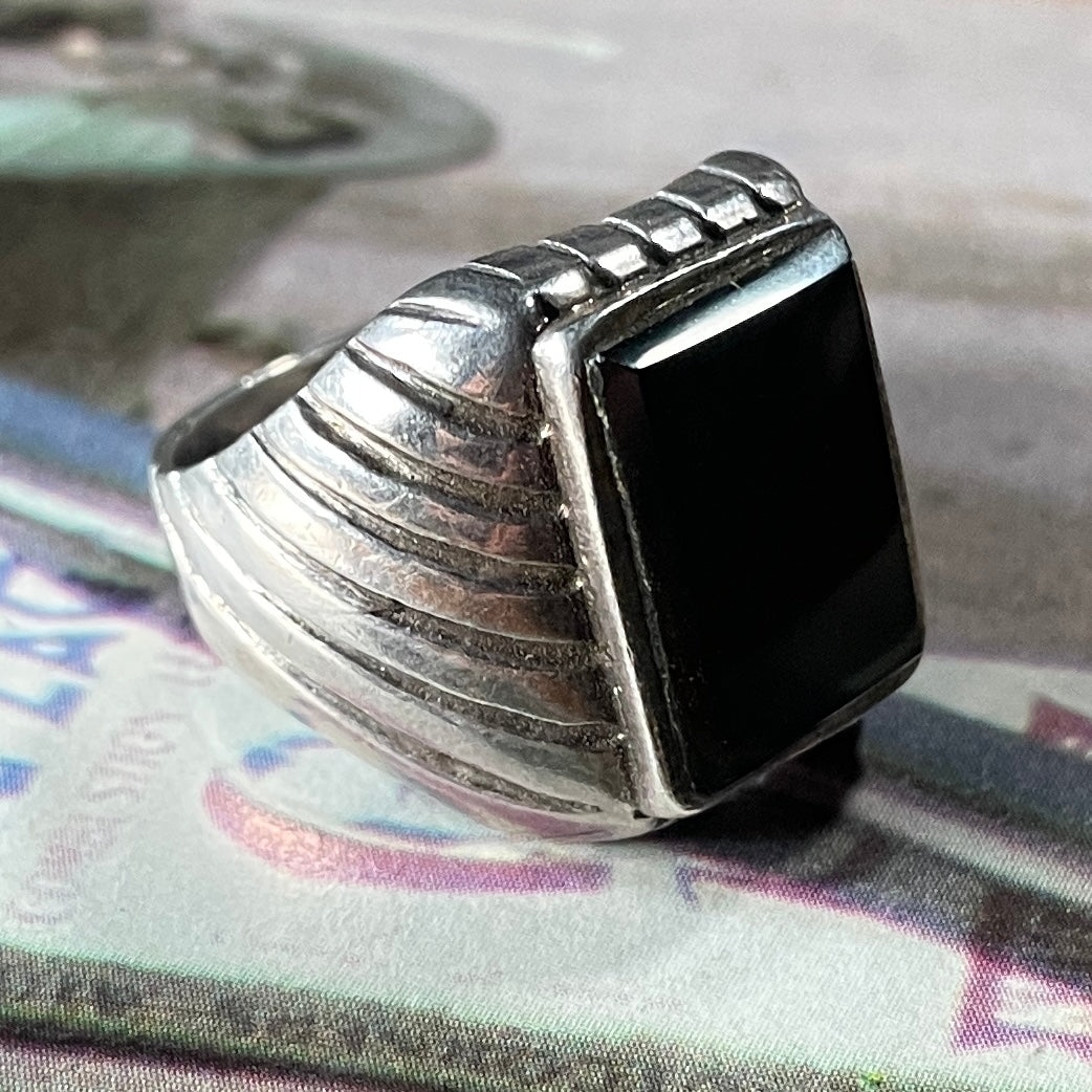 Deco Onyx Ring [Size 10.5]
