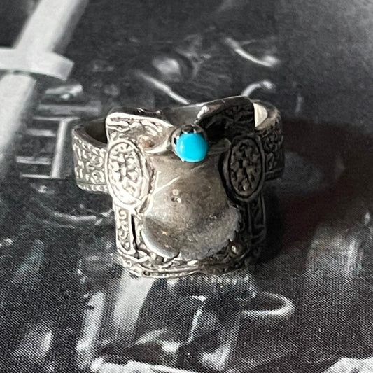 Bell Trading Post Sterling Silver Turquoise Saddle Ring [Size 5]