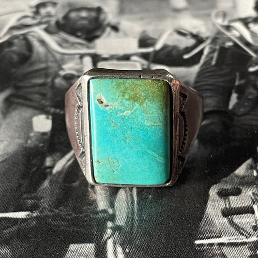 Turquoise Southwest Sterling Silver Minimalist Ring [Sz 12]
